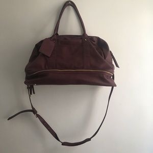 Faux Leather Maroon Weekender Bag